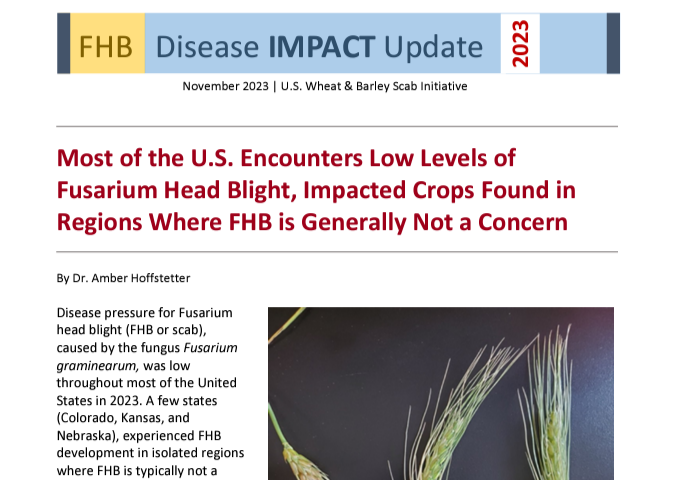 2023 Fusarium Head Blight Disease Impact update published